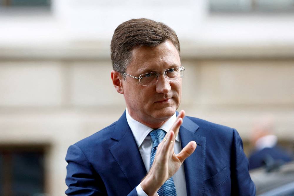 FILE PHOTO: Deputy Prime Minister of Russia Alexander Novak gestures at the Organisation of the Petroleum Exporting Countries (OPEC) headquarters in Vienna, Austria October 5, 2022. REUTERS/Lisa Leutner/File Photo